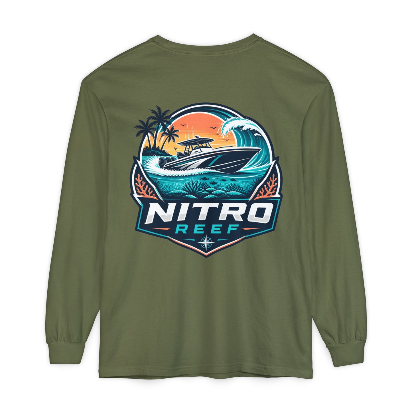 Nitro Reef Boat Long Sleeve T-Shirt — Nautical Fishing & Boating Graphic Tee